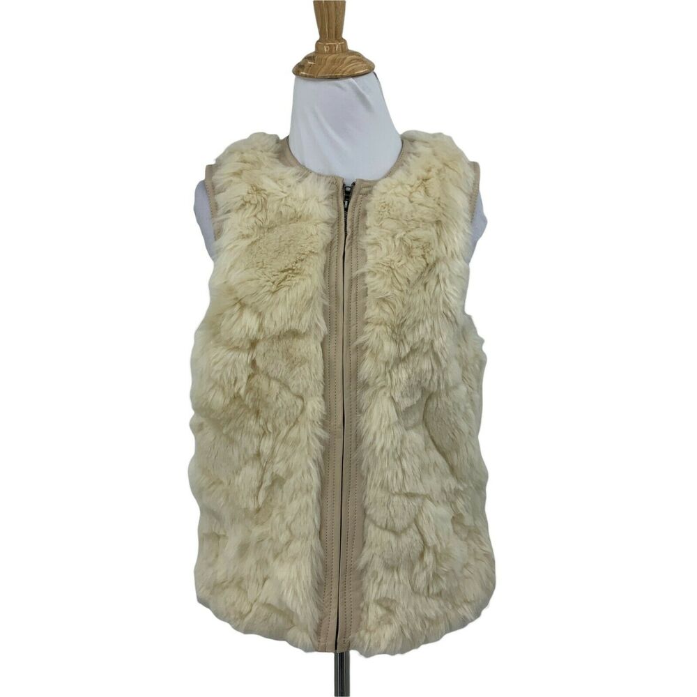 Cremieux Faux Fur Vest Women's Size XS Full Zip Fluffy Soft Lined Vegan Sweater